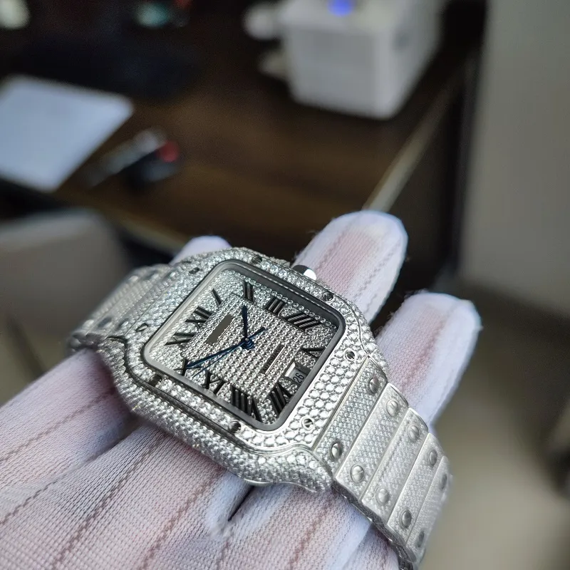40mm Top qualità Nuovissimo orologio da uomo bracciale romano arabo creatore di ore Diamanti quadrante automatico orologio da polso da uomo in acciaio inossidabile diamante I290Q