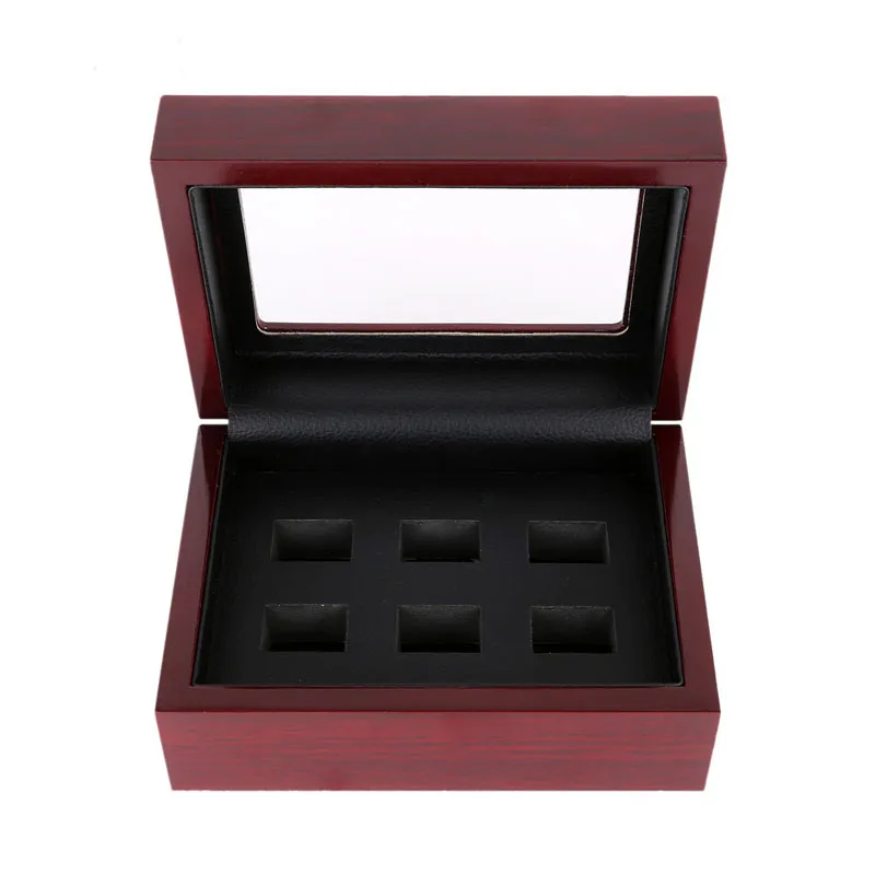 Kampioenschap Big Heavy Ring Display Case Houten Sieraden Doos Zwart Velvet Binnen 12 * 16 * 7cm (2-9 Gaten)