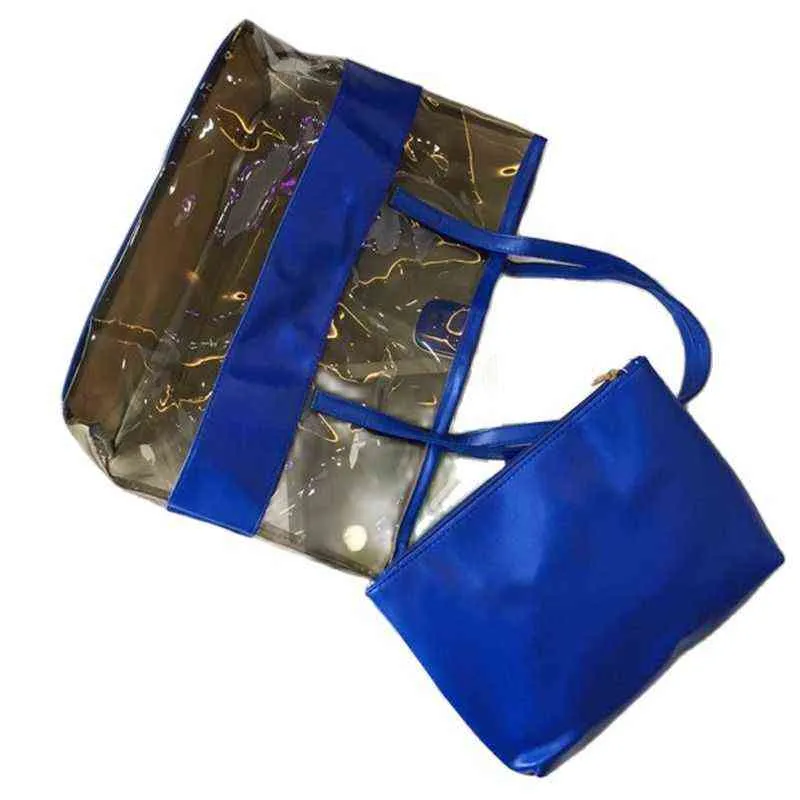 Shoppingväskor Bolso de Mano PVC Transparente Para Mujer, Bolsa Cuero Pu Nadar, Compas Color, 2 Bolsas, Envo GRATIS 220303