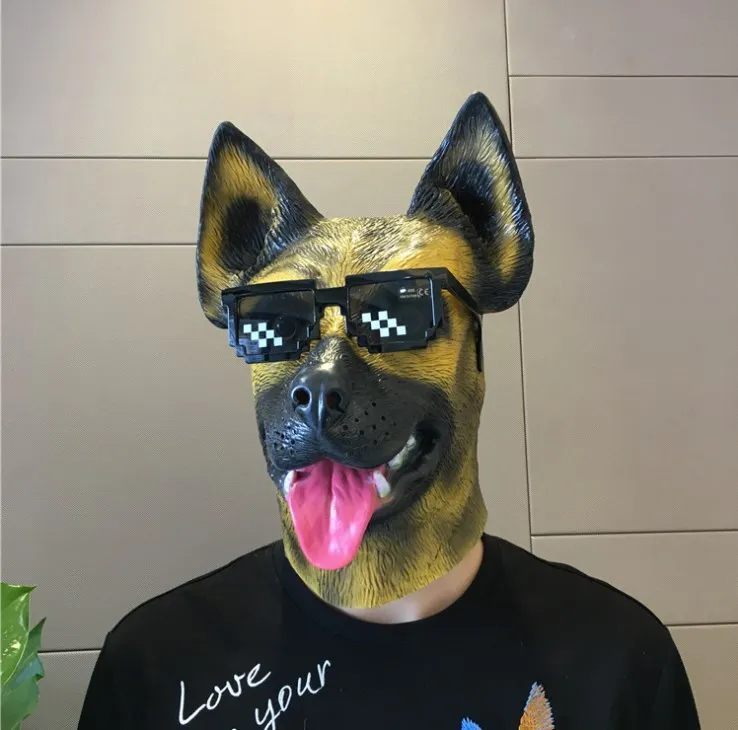 Cabeza del látex animal alsacianos Perro Ancy vestir Carnaval Máscaras de utilería Fiesta Accesorios