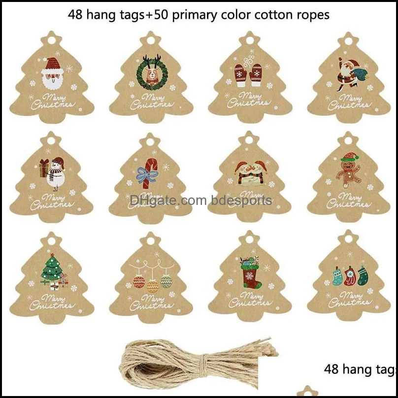 Christmas Decorations Merry Ornaments Gift Tags Tree Shape Elk Snowflake Labels For Xmas Year Party Box Decor Hanging Tag