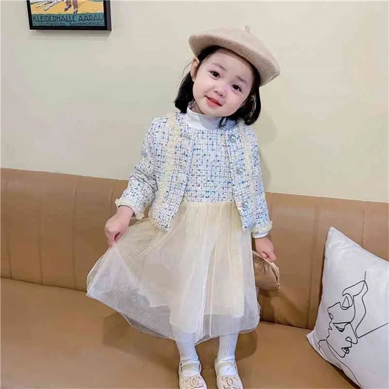 Gooporson Vêtements d'automne pour enfants Mode coréenne Little Girls Vêtements Set Knit Coatvest Robe 2pcs Mignon Toddler Girls Tenues 210715