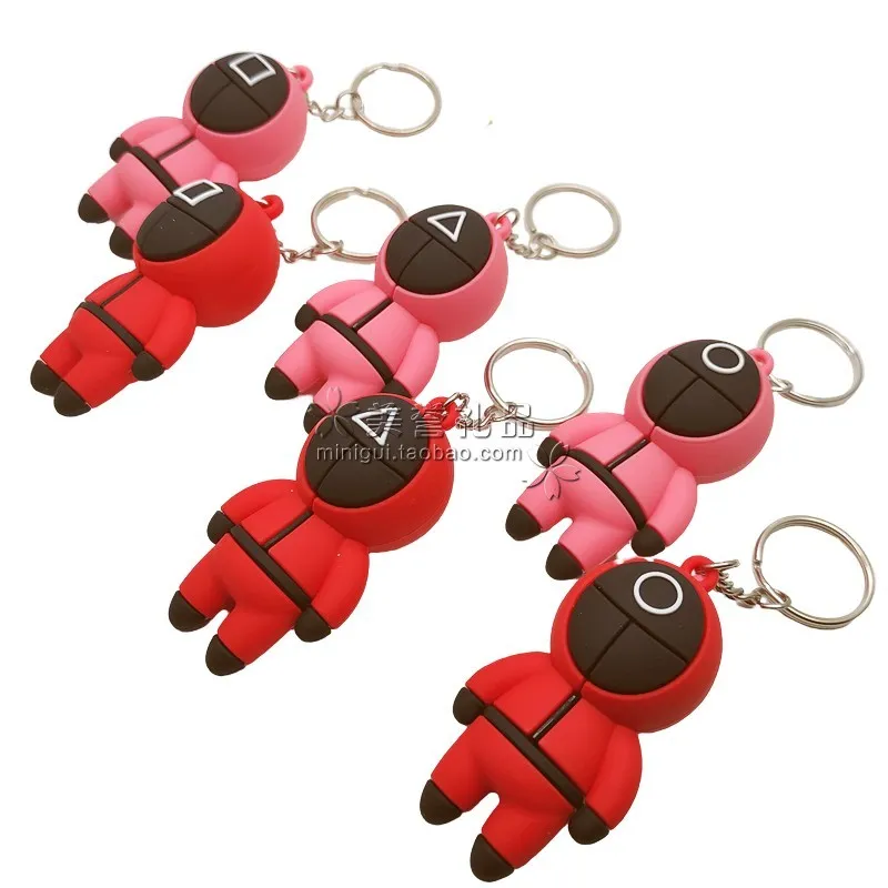 Optional squid game key chain Ponkan sugar tool man Korean drama soft glue Acrylic Pendant sugar cake blind box