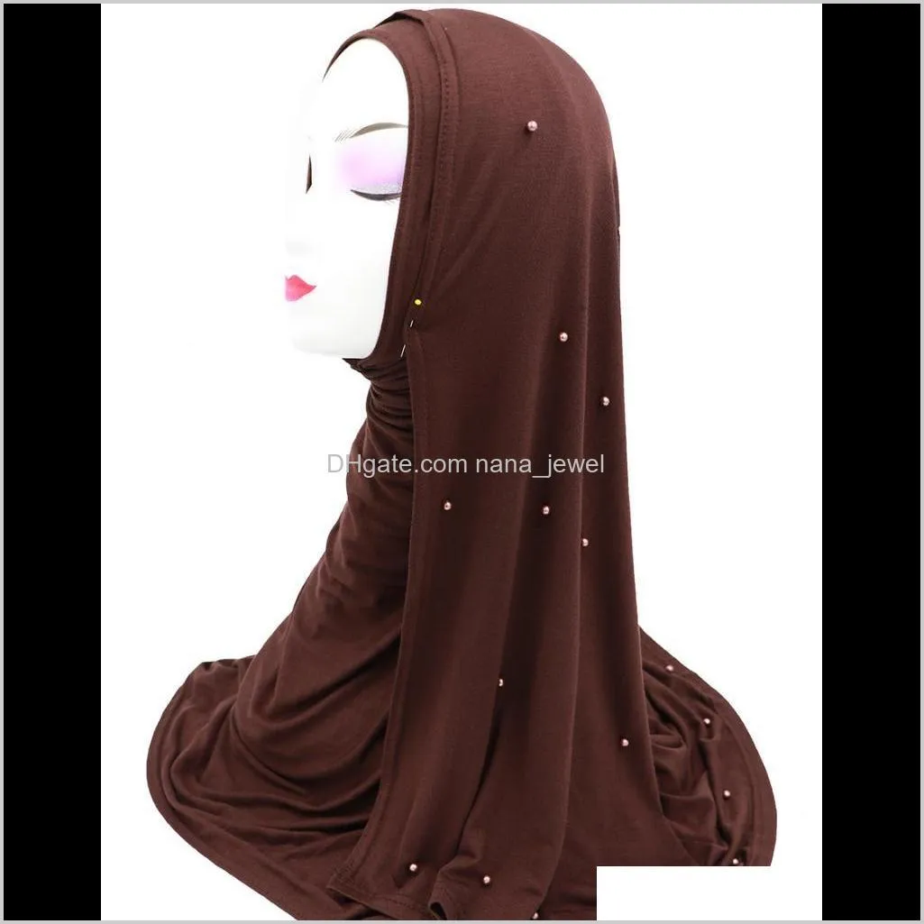 Cross-Border Hui Lady Solid Pearl Cotton Scarf Arab Modale Long Towel