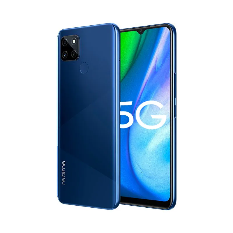 Original Realme Q2i 5G Telefone Celular 4GB RAM 128GB Rom MTK 720 Android 6.5 "Tela Full 13 MP 5000mAh Face Impressão Digital Impressão Smart Pell