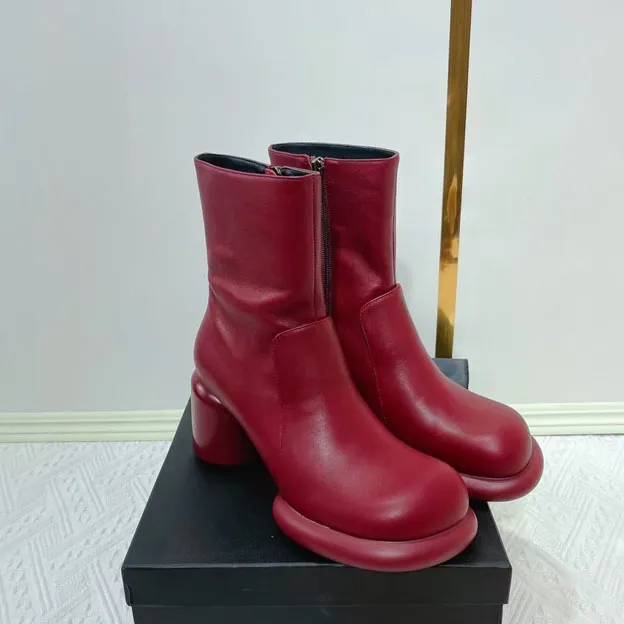 Top invernali con cerniera in cristallo stivaletti corti con tacco spesso da donna stivali da combattimento pesanti in pelle multicolore comode scarpe da passeggio eu35-40