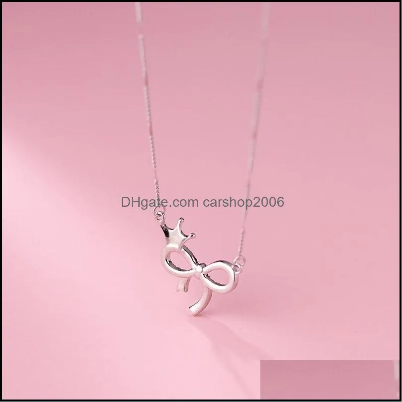 Chains Solid 925 Sterling Silver Necklace For Women Teen Girls Zircon Star Bowknot Cute Dainty Choker Necklaces Sweet Korean Jewelry