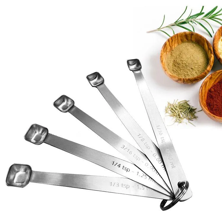Mini Portable Stainless Steel Measuring Spoon Kitchen Tools Coffee Measuring Spoons Tea Seasoning Multiple Size HY0306
