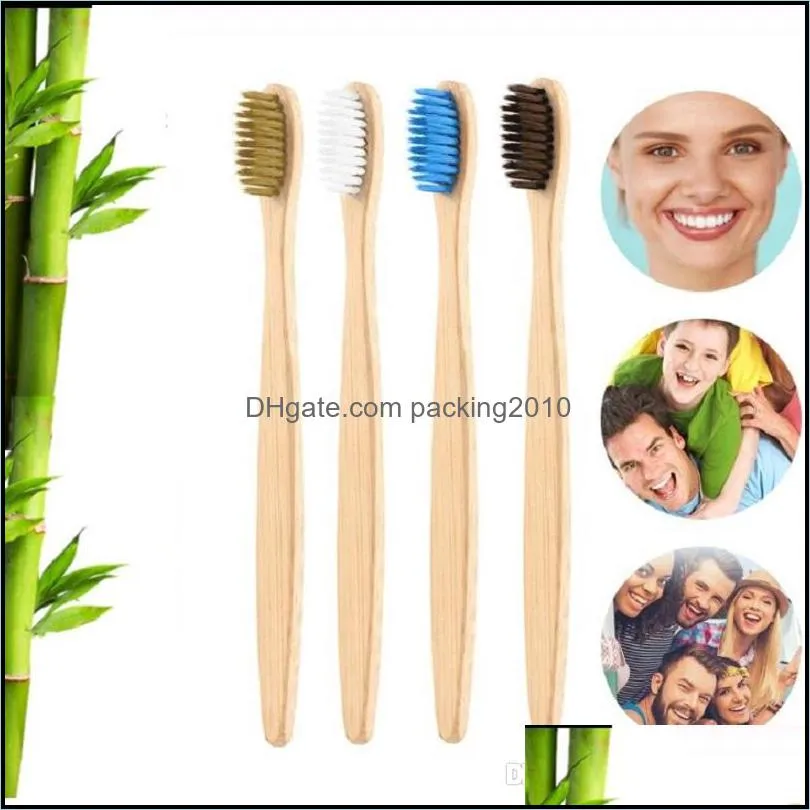 Bamboo Toothbrush Natural Handle Rainbow Colorful Whitening Soft Bristles Bamboo Toothbrush Eco-friendly Oral Care Soft Bristle