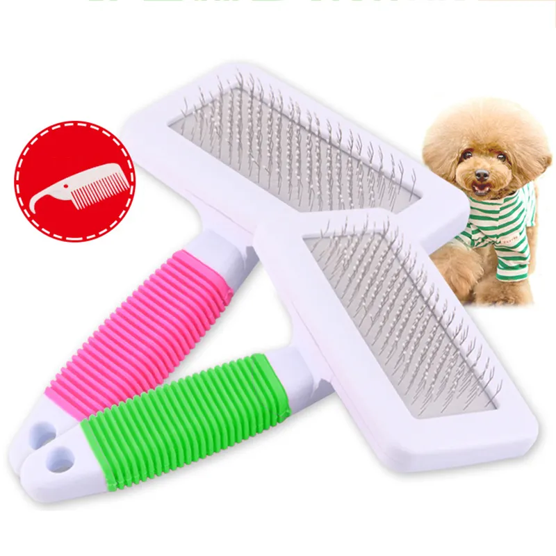 Multipurpose Pet Dog Cat Puppy Needle Combs Beauty Tools Hair Shedding Removal Knotting Grooming Trimmer Fur Comb Brush Slicker Tool Non-Slip Handle TR0099