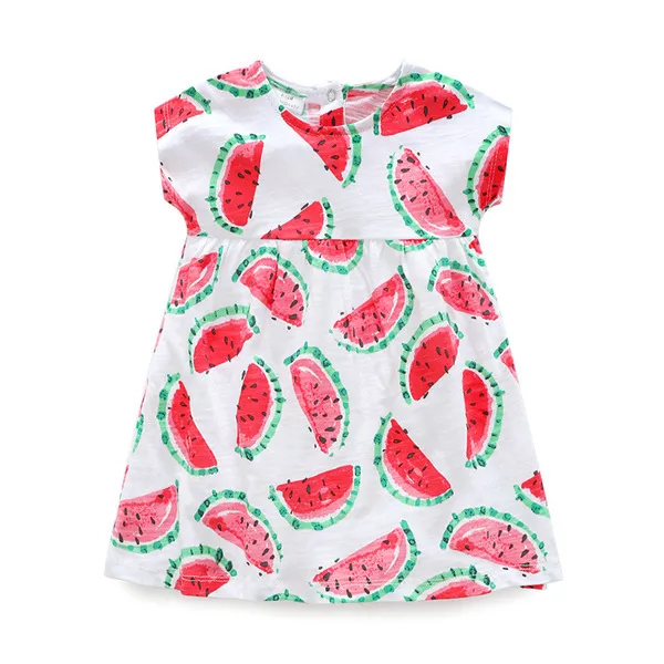 Neue 2021 sommer baby kleidung wassermelone erfrischende slub baumwolle kurzarm rot druck mädchen kleid und hut Q0716