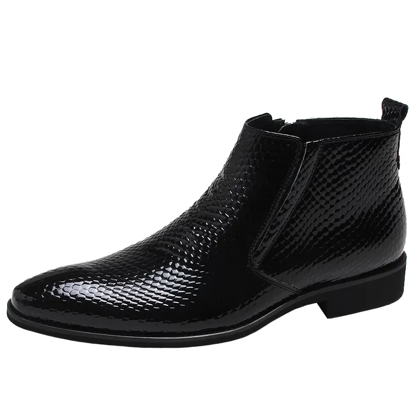 Mens Genuine Leather Crocodile Print Ankle Boots Big Size 10 With Pointed  Toe, Brogue Detailing, And Zipper Closure For Casual Business And Black  Leather Dress Wear From Redyellowbluekt, $157.03