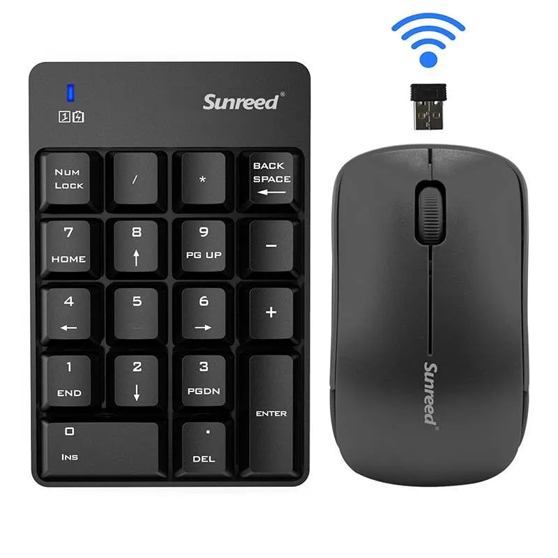 숫자 키패드 및 마우스 콤보, Sunreed 2.4G 무선 미니 USB 번호 패드 키보드 및 마우스 노트북 데스크탑 노트북