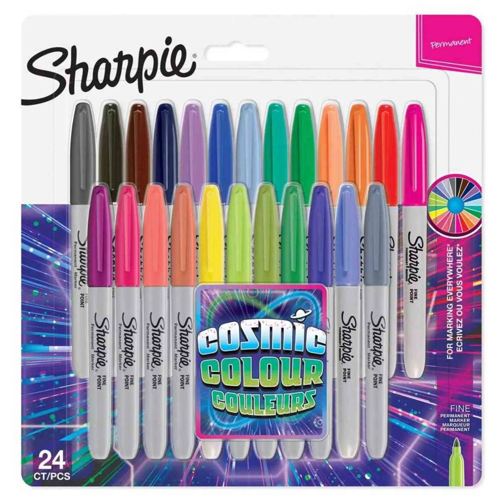 12/24 Farben Sharpie Permanentmarker Stifte mit feiner Spitze (kosmische Farbe) Wasserfester Farbmarker für Metallreifen Graffiti-Marker 211103