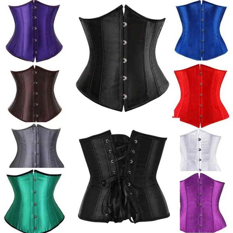 Espartilho Underbust para Mulheres Cetim Lace Up Bustier Bustier Top Dança Classic Daily Plus Size Corselete Gothic Clubwear CummerBunds G220301