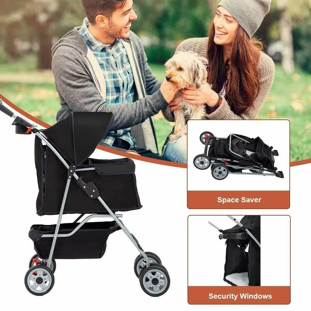 4 Wheels Pet Stroller Cat Dog Cage Stroller Travel Folding Carrier 5 Color 04t292S