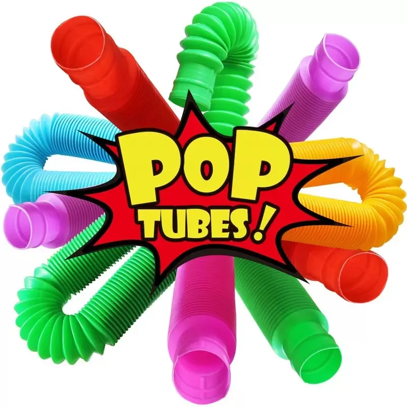 Ny ankomst DIY Fun Pull Toys och POP-rör Fidget Plaströr Strålar Stressavlastning för barn