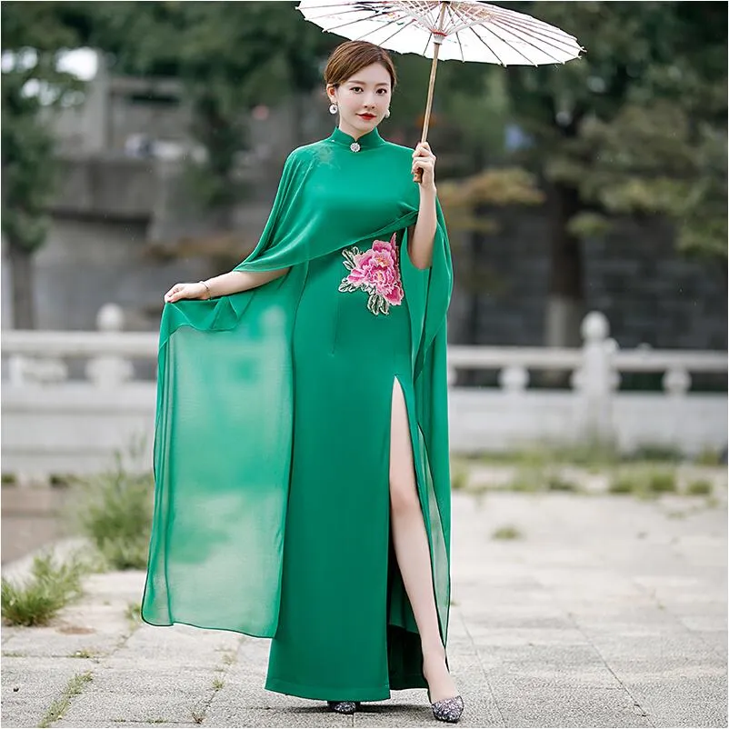Traditional Oriental Dress Long Qipao Style Chinese Womens Sleeveless  Polyester Gown for Summer Performance from Dhgate Stage Wear - price 76.39