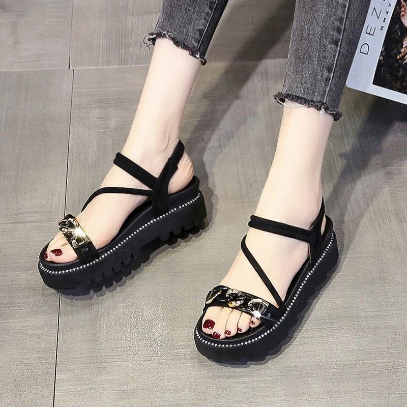 Sandals Summer Women Sandal Fashion Flats Platform Woman Sandles Black Platforms Slides Outdoor Shoes Gladiator Women's Casual Shose