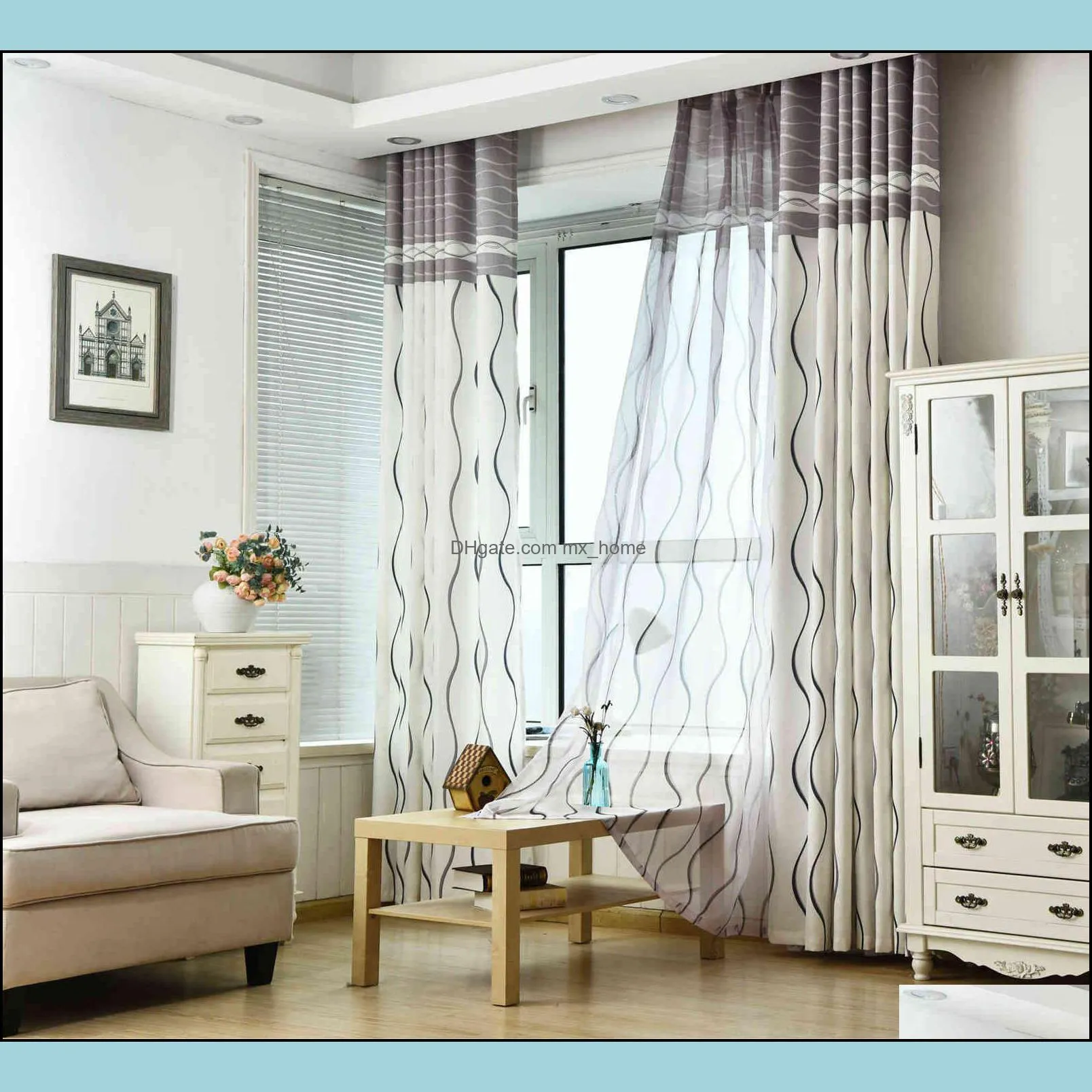 Curtain s For Living Room Bedroom Classic Black-White Line Flat Environmental Protection Printing J0727