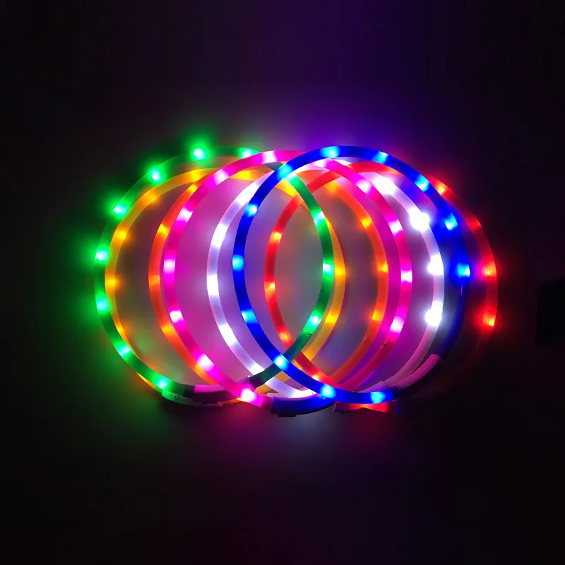 LED Glowing Dog Collar USB Pet Pet Night Luminous Cães Colares Recarregável Noite Segurança Piscando Colar 20220108 Q2