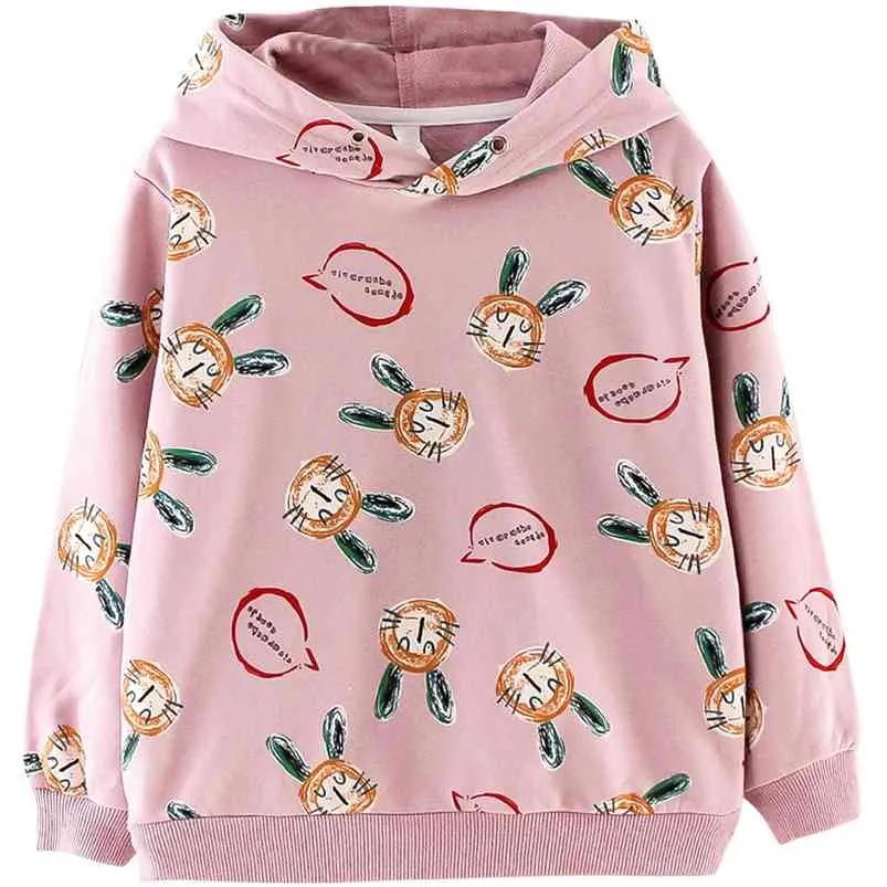 Herfst mode tiener sweatshirts meisjes cartoon konijn hoodies voor kinderen katoen lange mouw schattige hoodie peuter meisje kleding 210622