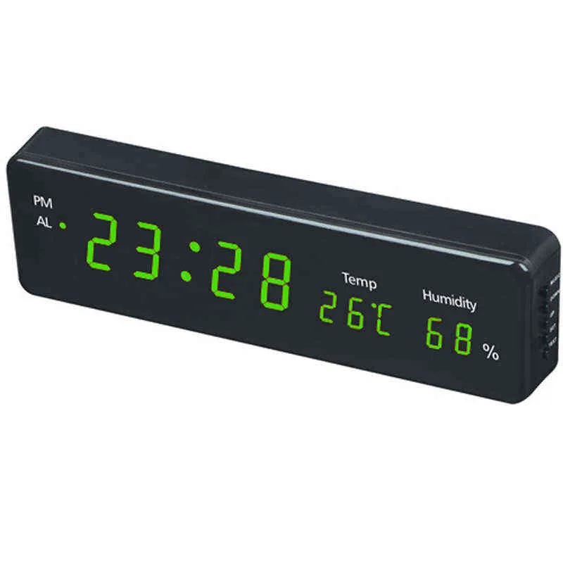 ビッグナンバー大型LCDデジタル壁時計多機能電子ベッドサイドテーブルクロックデスクデスク目覚まし時計211112