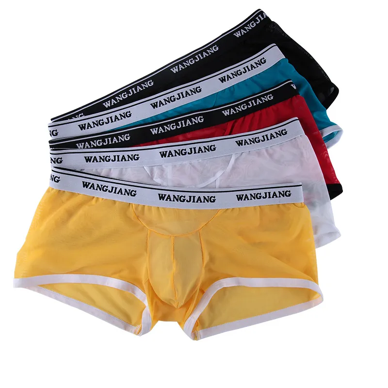 Atacado cuecas masculinas Cuecas Transparentes Cuecas Boxer WANGJIANG Malha Super Fina Confortável Vendas 5001-PJ