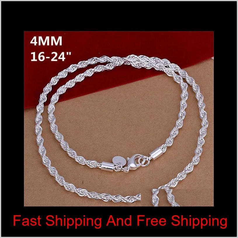 new arrival flash twisted rope necklace men sterling silver plate necklace stsn067,fashion 925 silver chains necklace factory direct