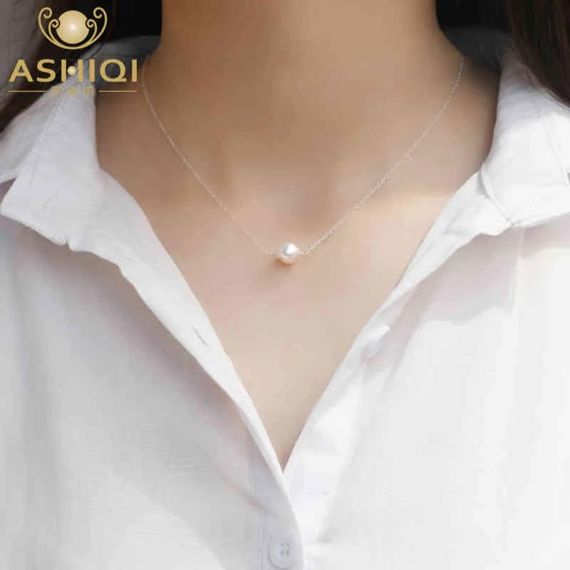 ASHIQI 2021 collana di perle d'acqua dolce naturale catena in argento sterling 925 gioielli ragazze donne