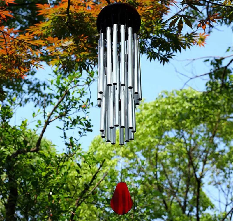 Wood Wind chime Pendants 27 tube silver bell metal multi tubes antirust winds bells outdoor decoration windbell birthday present DD219