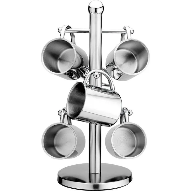 Hooks & Rails Stainless Steel Tree Shape Mug Rack Cup Storage Holder Stand Home Kitchen Hanging Display Drinkware Shelf 6 WF922