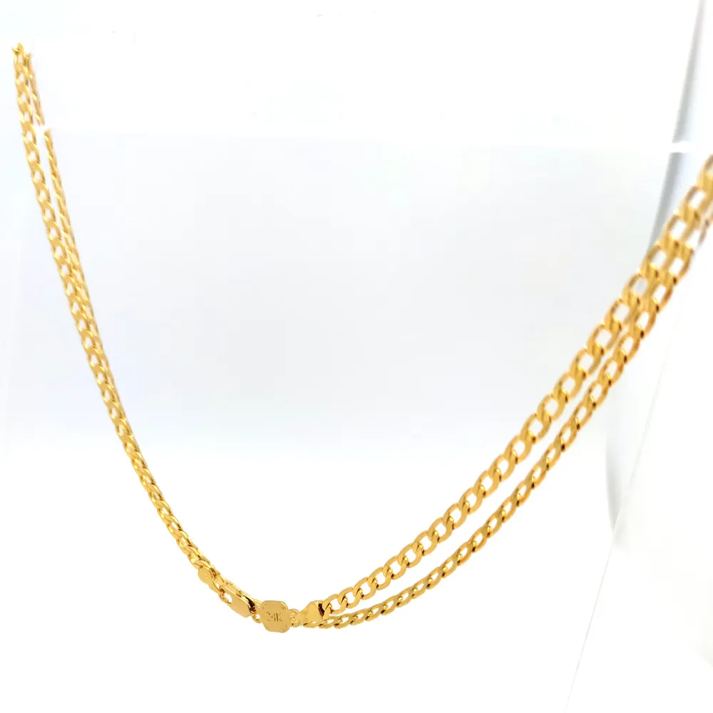 24 K Solid Yellow Fine Gold Filled Stamped Curb Necklace Cuban Chain Link 600 mm Lång 4mm1106443