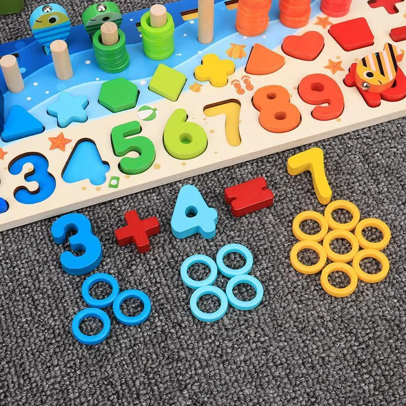 Felly Jouet Montessori 1 2 3 + Ans Bébé, Jeux Éducatif Mathématiques  Puzzles en bois, Apprendre à Compter et Les Couleurs Jeu Reconnaissance de  Numéro la Forme Puzzle, Parfait Cadeau Enfant