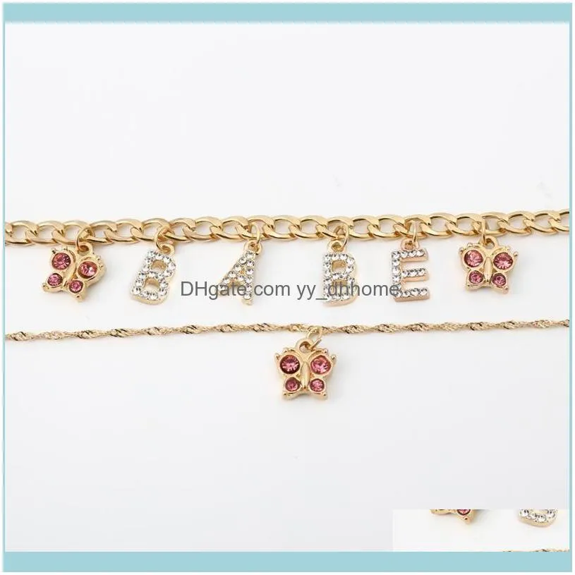 Pendant Necklaces 2021 Fashion Sexy Crystal BABE Letter Choker Necklace Collares Multi Layer Cross Butterfly Chain Women Jewelry