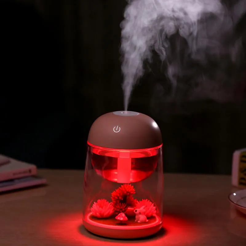 180ml Micro Landscape Humidifier Night Light USB Humidifiers Mist Maker Mini Air Purifier Office Decorations w-00870