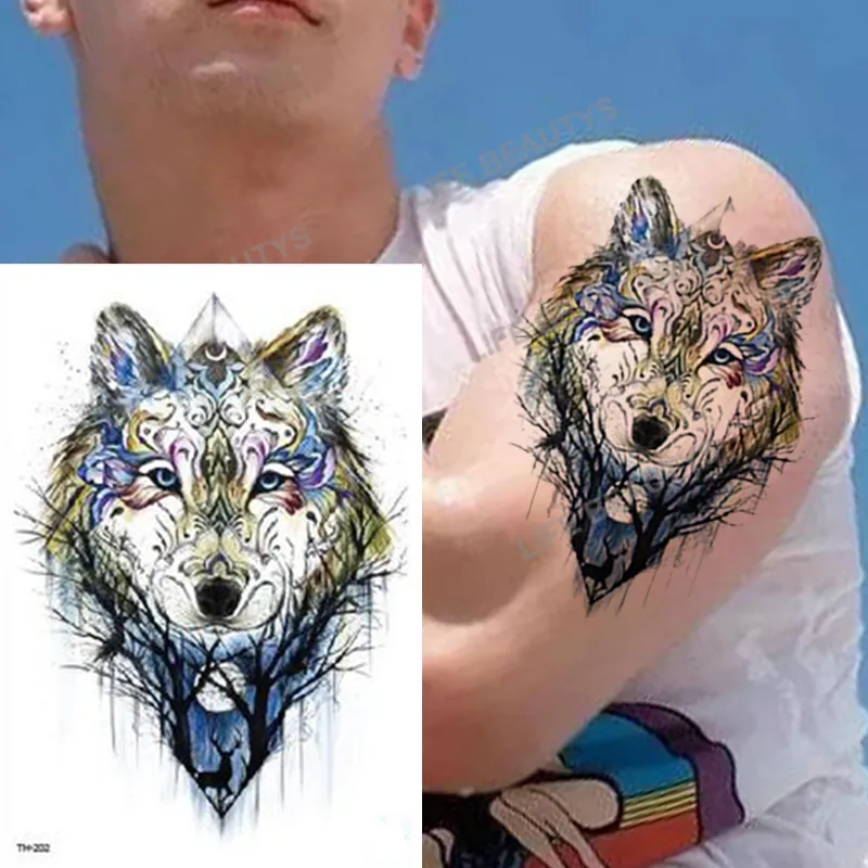Filosofisch Krankzinnigheid Briljant 100 stks Waterdichte Bloem Dier Tijdelijke Tattoo Sticker Groothandel Rose  Flash Wolf Tiger Body Art Arm