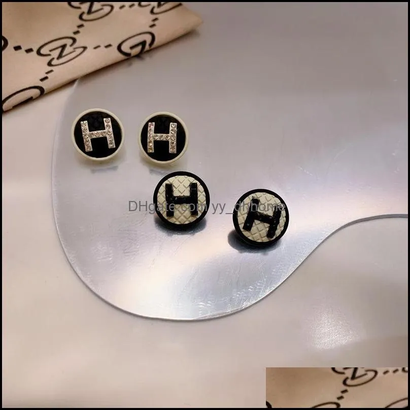 Stud Simple Fashion Letter Rhinestones Earrings 2022 Korean Style Brincos Jewelry Wholesale