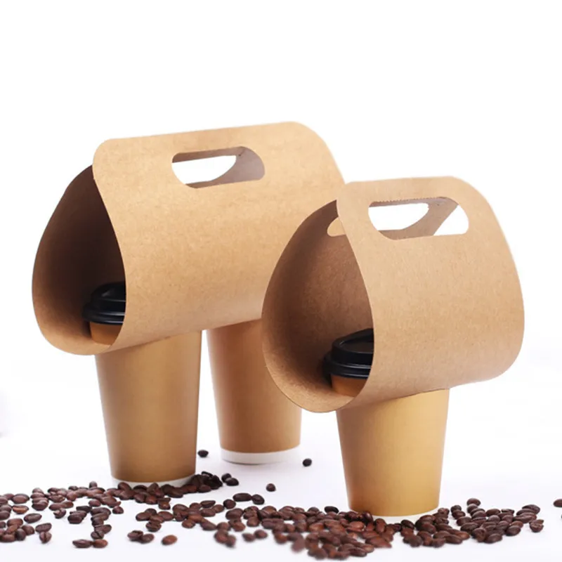 Porte-gobelet en papier portable à emporter Porte-thé au lait Ensemble de gobelets en papier jetables Porte-gobelet en papier à café Sac d'emballage de thé DH8565