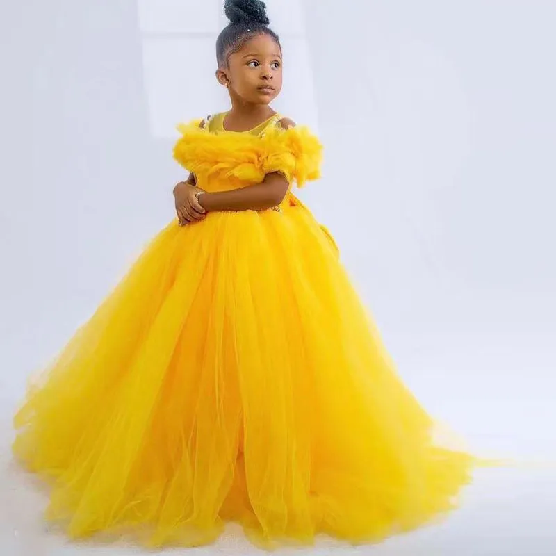 Girls Kids frock dress Ethnic long sleevless yellow cotton blend Gown dress
