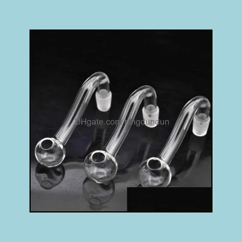 Smoking Pipes Accessories Household Sundries Home Garden Clear 10Mm Male Joint Glass Bowls Pyrex Oil Burner Pipe Transparent Tobacco Bent