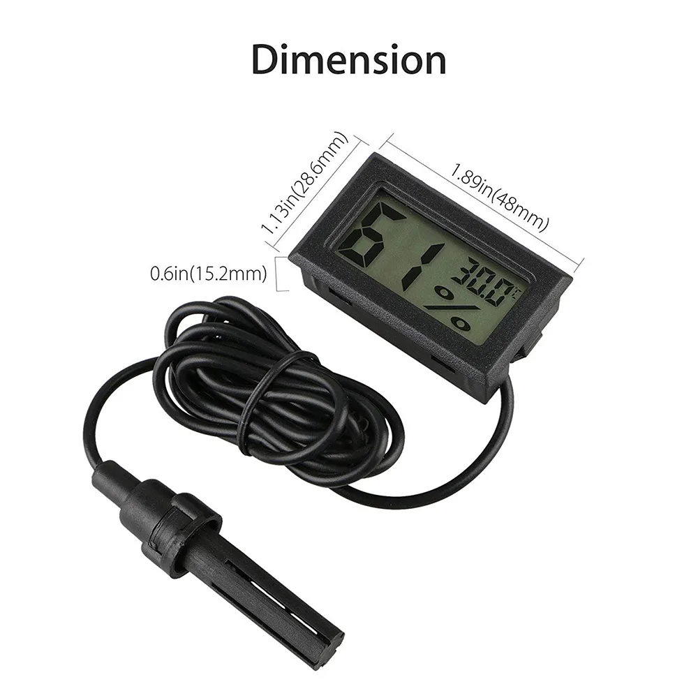 Mini Handige Digitale LCD-thermometer Sensor Hygrometer Meter Koelkast Aquarium Monitoring Display Vochtigheidsdetector