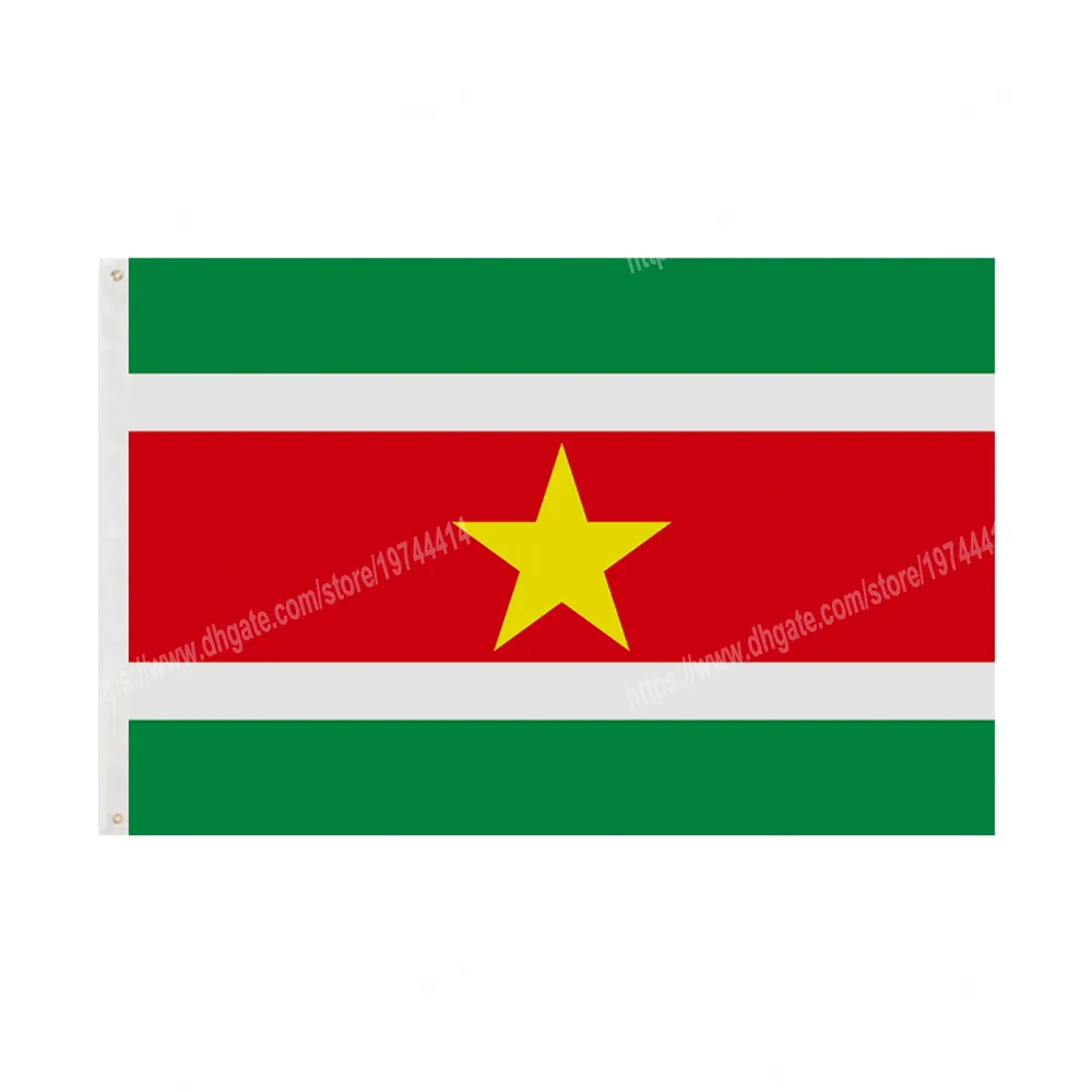 Surinam Flags National Polyester Banner Flying 90 * 150cm 3 * 5ft flagga Över hela världen utomhus kan du skräddarsy