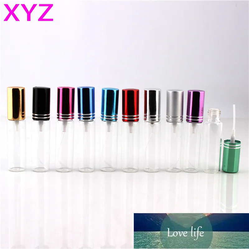 Mini bouteille de parfum Portable en verre coloré avec atomiseur en aluminium, conteneurs cosmétiques vides pour voyage, 50 pièces/lot 5ML