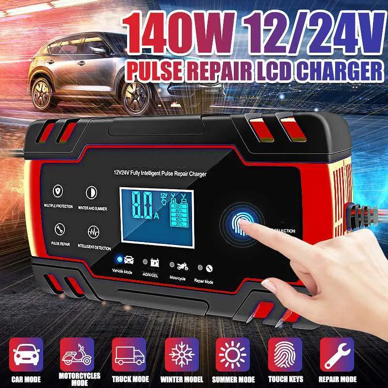 Chargeur LCD de réparation d'impulsions d'écran tactile 12V8A 24V4A, pour voiture et moto, batterie au plomb, Gel humide
