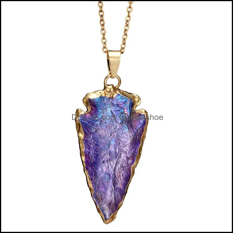 JG! hot sale colorful Natural Stone Necklaces & Pendants Colorful Water drops Stone Necklaces for Women Jewellery Bijoux KKA6192