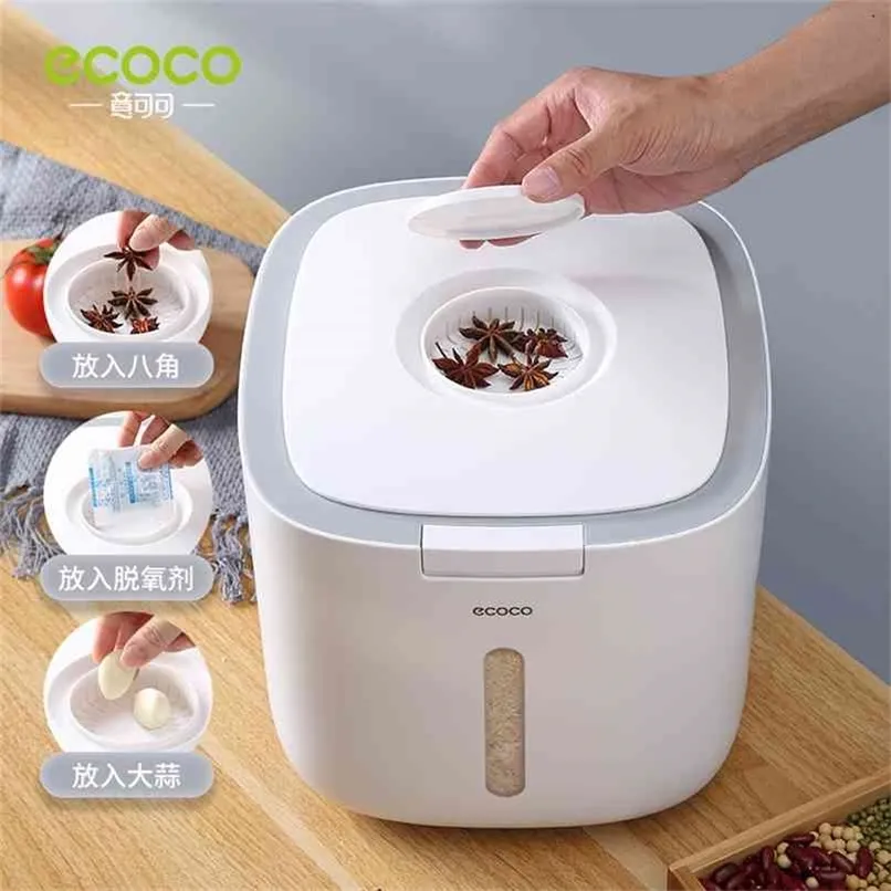 ECOCO 5/10 кг кухня Nano Bucket-достойный влагостойкий герметичный герметичный рисовый цилиндр зерна для собак домашнее хранение 210922