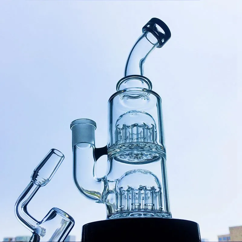 Double 12 Arms Tree Perc Glass Bongs Hookahs Mini Bong Water Pipe Small Dab Rig 14MM Female Joint Oil Rigs With Bowl