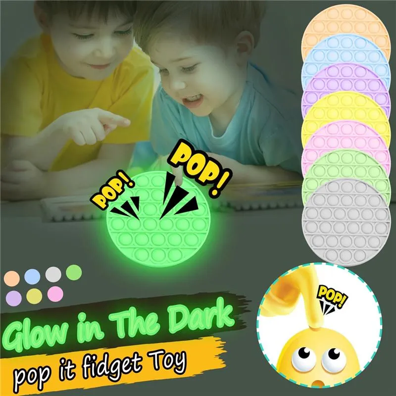 Hot Push Bubble Pop Pop es zappeln spielzeug glühen in der dunklen squeeze leuchtende spielzeug ängstlich autismus spezielle bedürfnisse stress relover table spiel