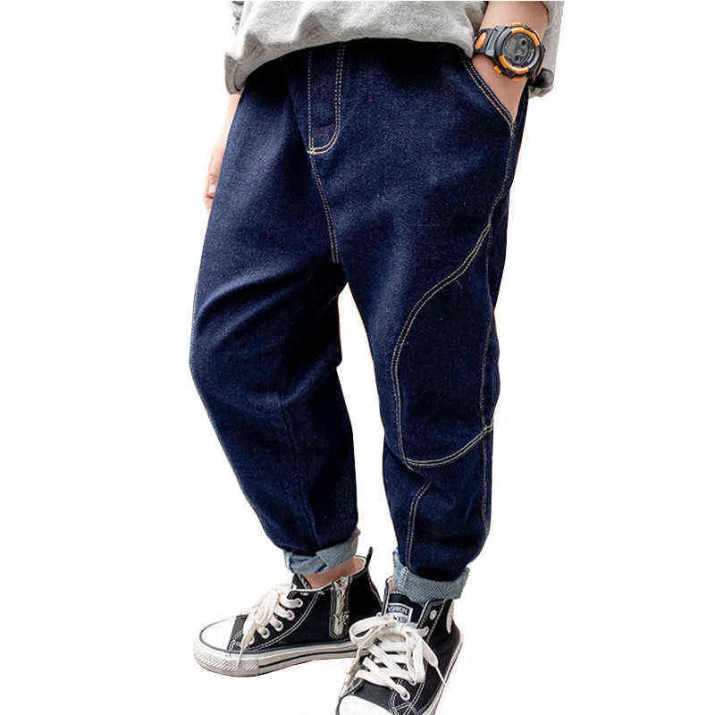 Barn Jeans Fashion Loose Design Kids Casual Denim Harembyxor för pojkar 4-14 år Byxor Cool G1220